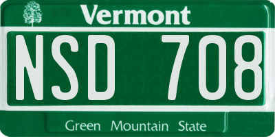 VT license plate NSD708