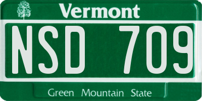 VT license plate NSD709