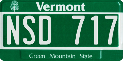 VT license plate NSD717