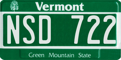 VT license plate NSD722