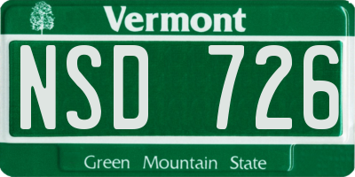 VT license plate NSD726