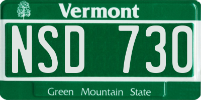 VT license plate NSD730