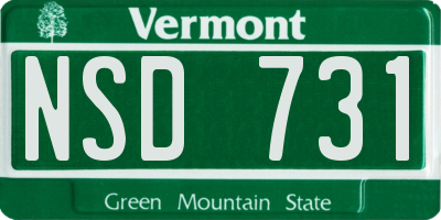 VT license plate NSD731