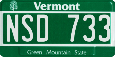 VT license plate NSD733