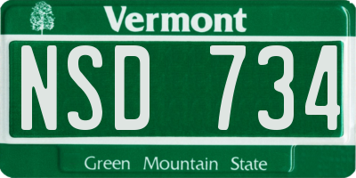 VT license plate NSD734