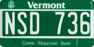 VT license plate NSD736