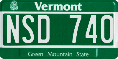VT license plate NSD740