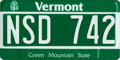 VT license plate NSD742