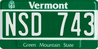 VT license plate NSD743
