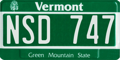 VT license plate NSD747