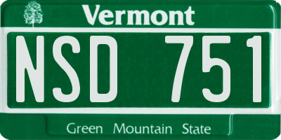 VT license plate NSD751