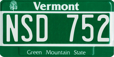VT license plate NSD752
