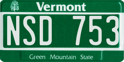 VT license plate NSD753