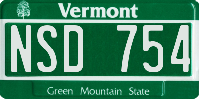 VT license plate NSD754