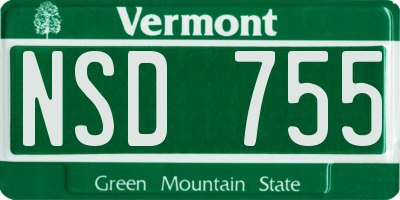 VT license plate NSD755