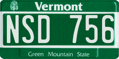 VT license plate NSD756