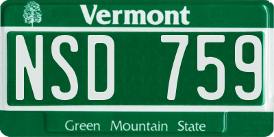 VT license plate NSD759