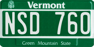 VT license plate NSD760