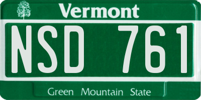 VT license plate NSD761
