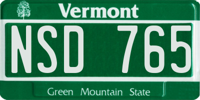 VT license plate NSD765