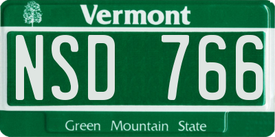 VT license plate NSD766