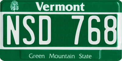 VT license plate NSD768