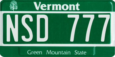 VT license plate NSD777