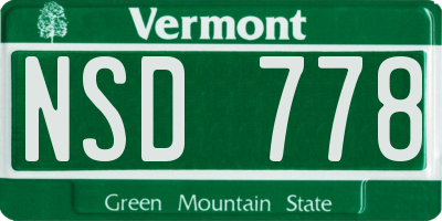 VT license plate NSD778