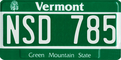 VT license plate NSD785