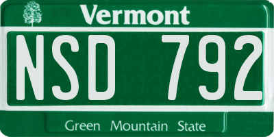 VT license plate NSD792