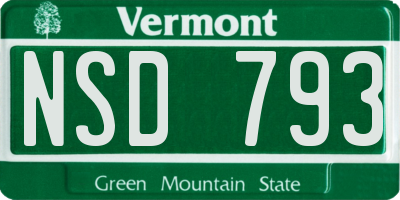 VT license plate NSD793