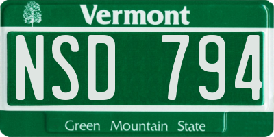 VT license plate NSD794
