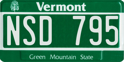 VT license plate NSD795