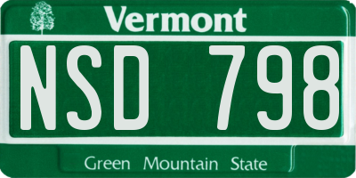 VT license plate NSD798