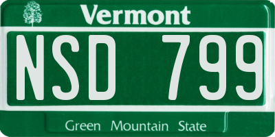 VT license plate NSD799