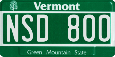 VT license plate NSD800