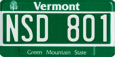 VT license plate NSD801