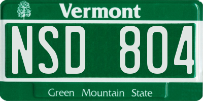 VT license plate NSD804