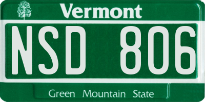 VT license plate NSD806