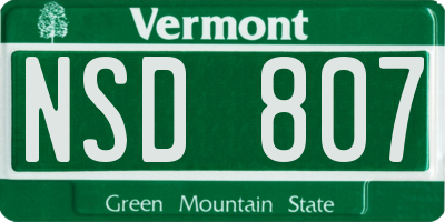 VT license plate NSD807