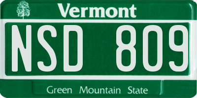 VT license plate NSD809