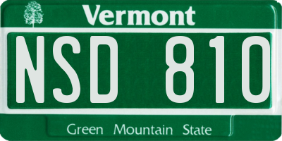 VT license plate NSD810