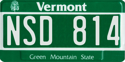 VT license plate NSD814
