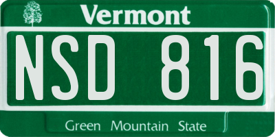 VT license plate NSD816