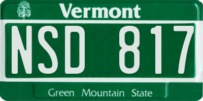 VT license plate NSD817