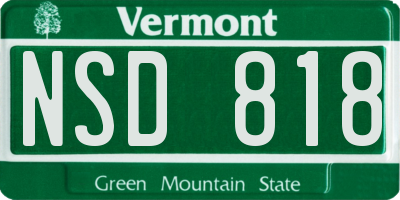 VT license plate NSD818