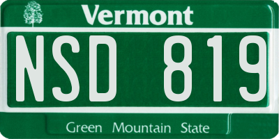 VT license plate NSD819