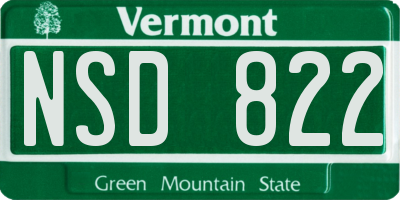 VT license plate NSD822