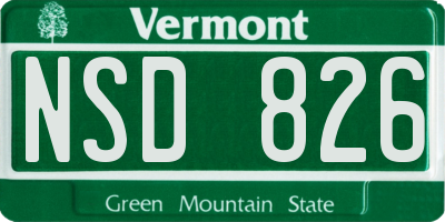 VT license plate NSD826