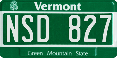 VT license plate NSD827